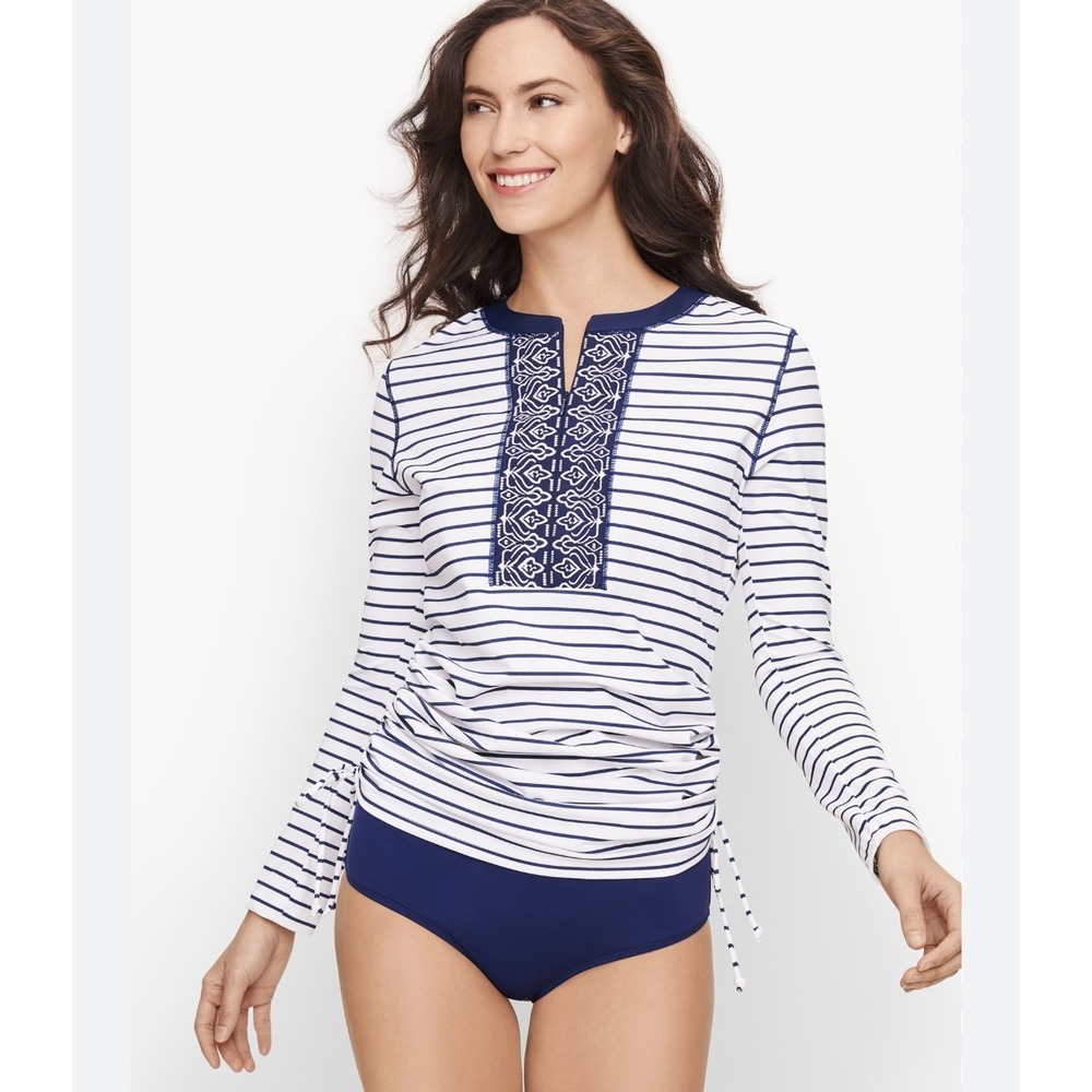Cabana Life Rashguard/Swim Cover Size XL ~ Coastal Crush Embroidered Shirt Top